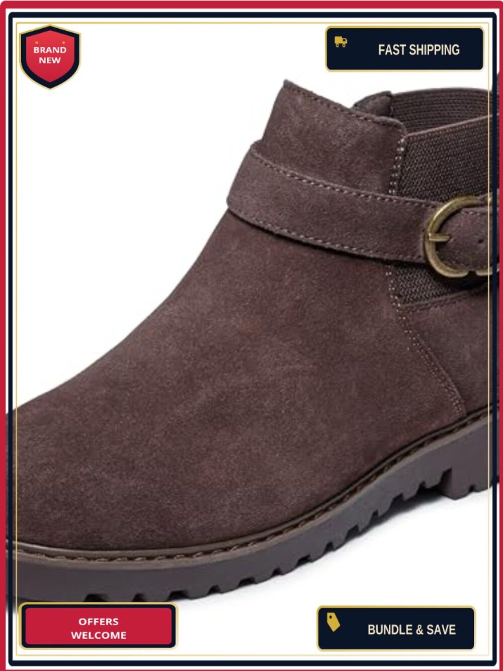 Suede Ankle Booties Arch Support Side Zip Block Heel Women's